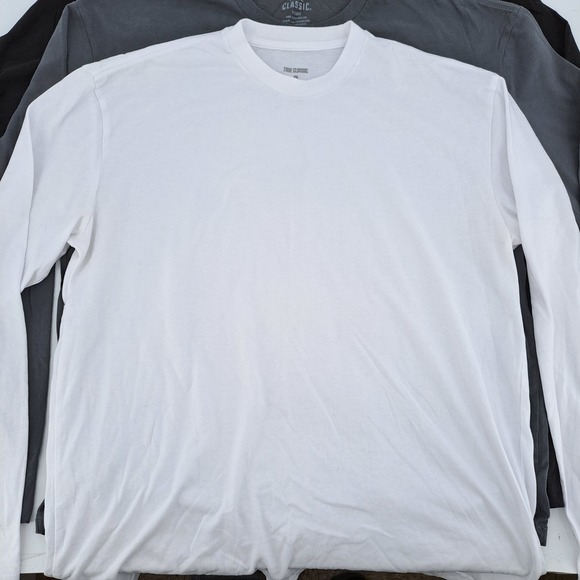 Lot of 3 True Classic Long Sleeve T-Shirt Mens XL Cotton Blend Black Gray White - Picture 4 of 9